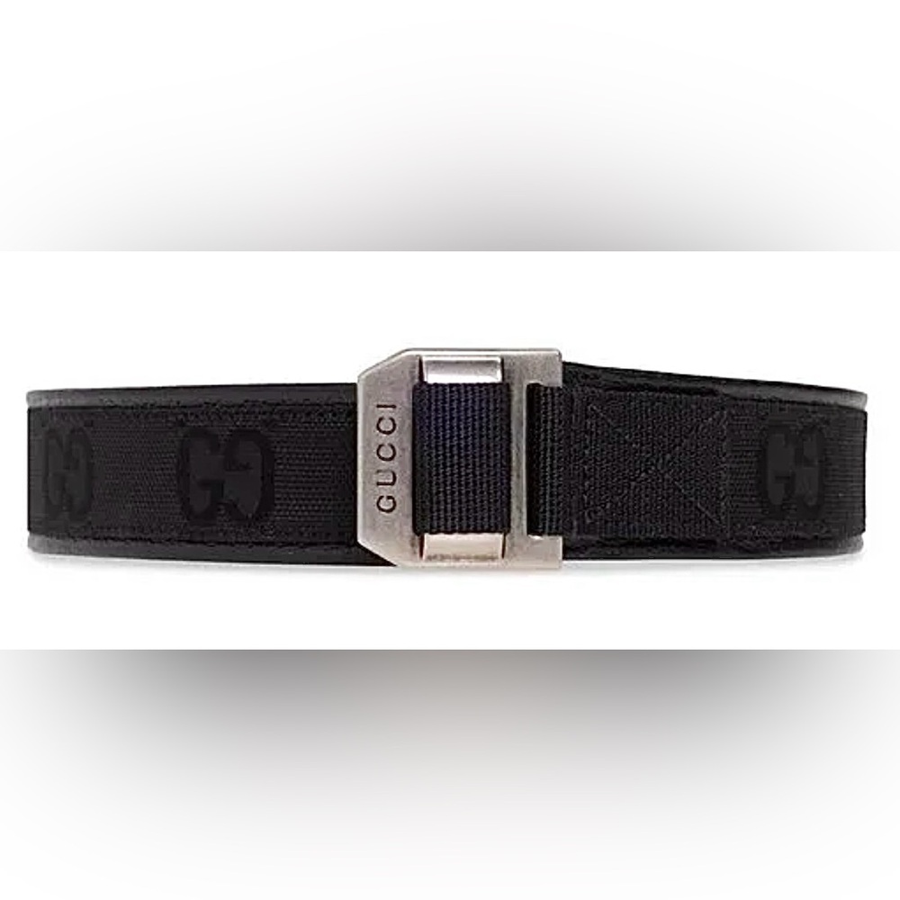 GUCCI Monochrome Black GG “Off The Grid” Leather and Silver Buckle NEW